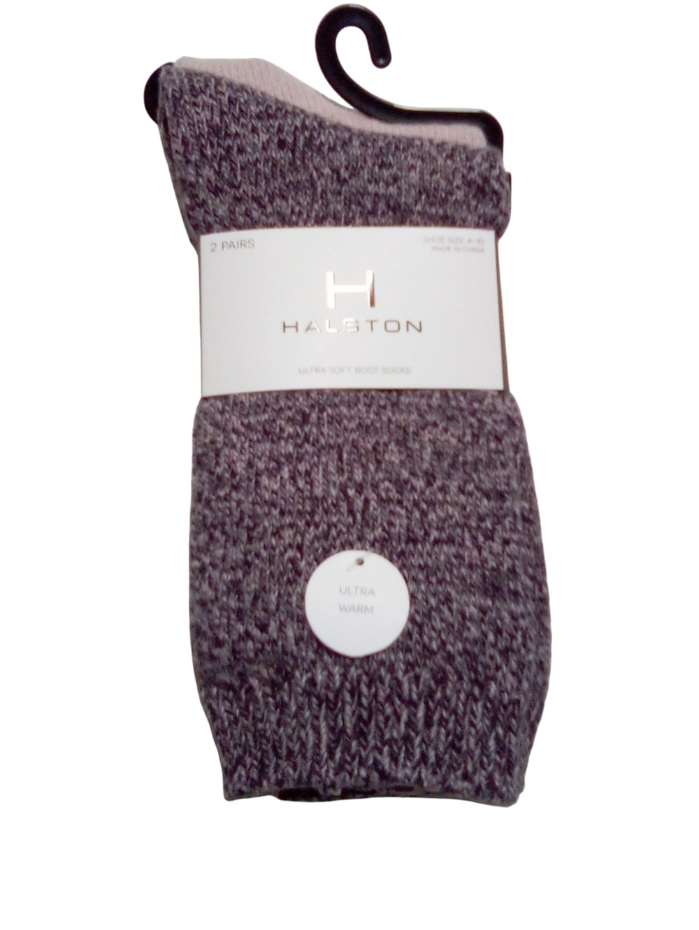 H Halston Ultra Soft Ultra Warm Boot Socks 2 Pair Pack Purple Shoe Size 4-10 NWT